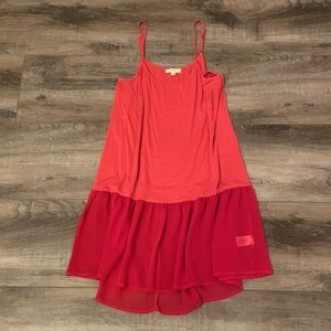 easel brand boho layering cami with gauzy skirt detail in red